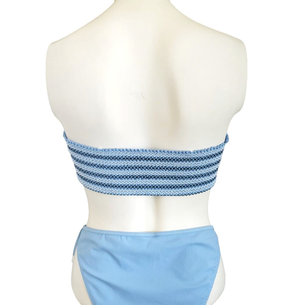 KISUII 2 pc pale blue swim set Aria bandeau top Skinny Tie Bikini bottoms Size M - Picture 2 of 10